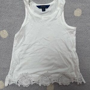 Girls Ralph Lauren white tank top with crochet trim size 4